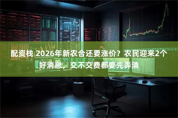 配资栈 2026年新农合还要涨价？农民迎来2个好消息，交不交费都要先弄清